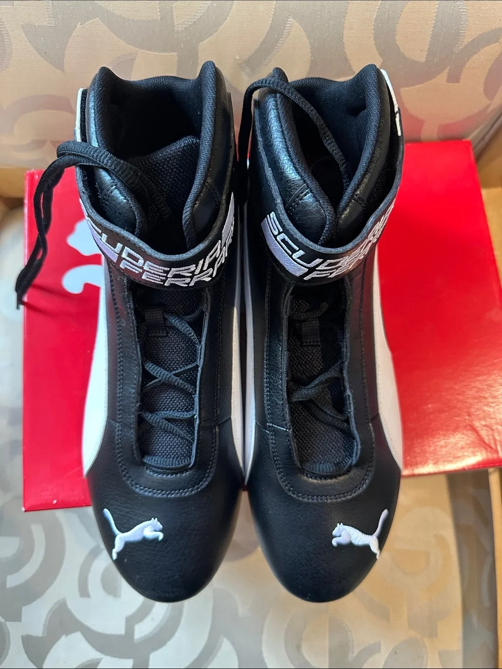Puma Black White Scuderia Ferrari High-Top Racing Sneakers- Brand New in Box